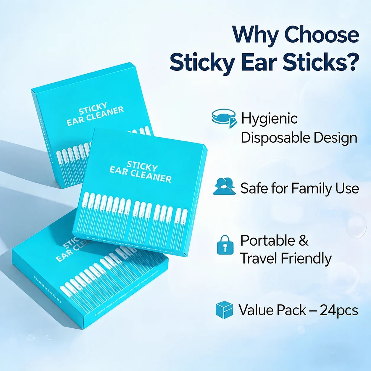 Sticky Ear Cleaning Sticks - Gentle, Visible Ear Care👂